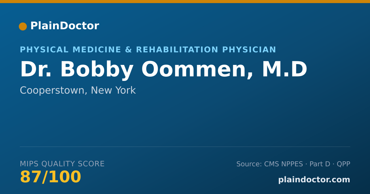Shareable card for Bobby Oommen, M.D - Physical Medicine & Rehabilitation Physician, Cooperstown, NY