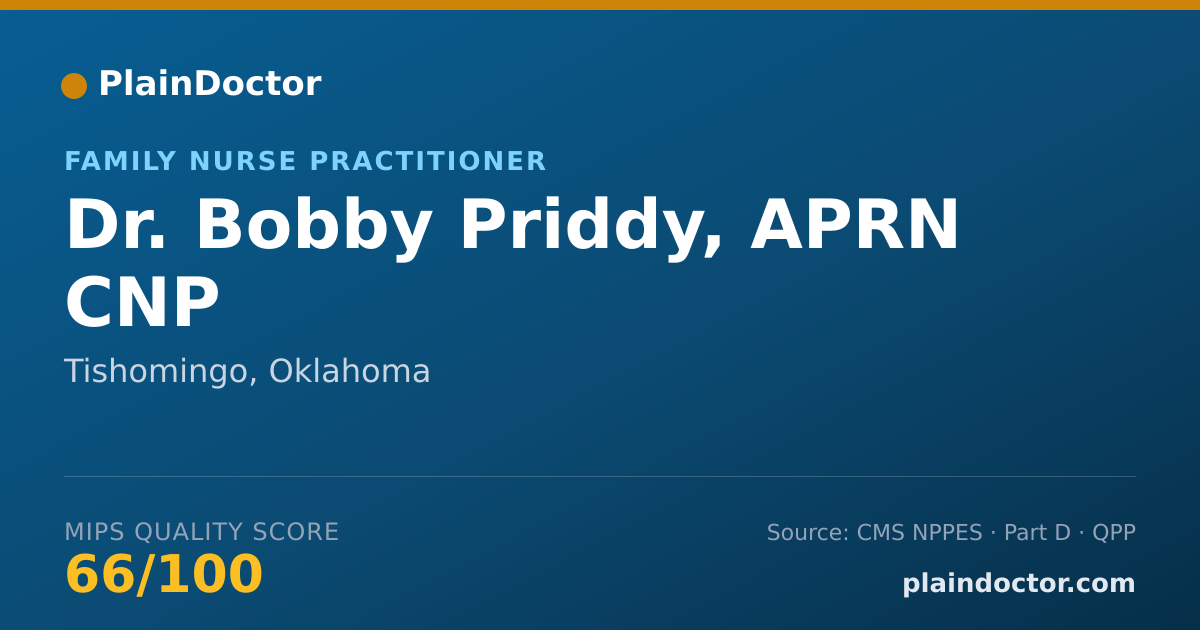 Shareable card for Bobby Priddy, APRN CNP - Family Nurse Practitioner, Tishomingo, OK