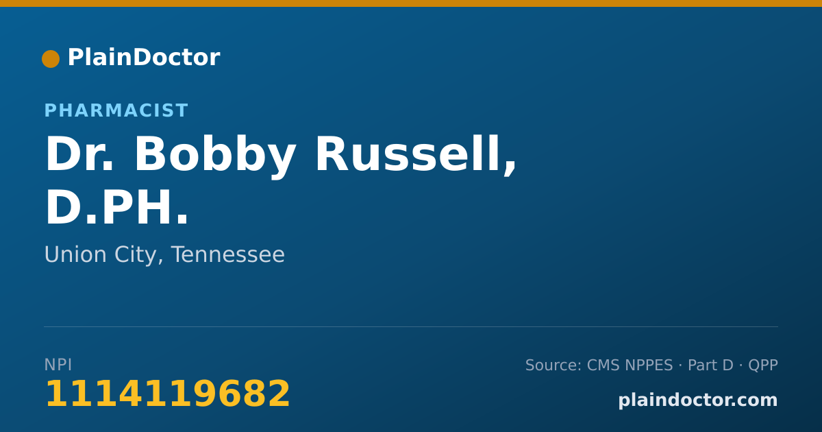 Shareable card for Bobby Russell, D.PH. - Pharmacist, Union City, TN