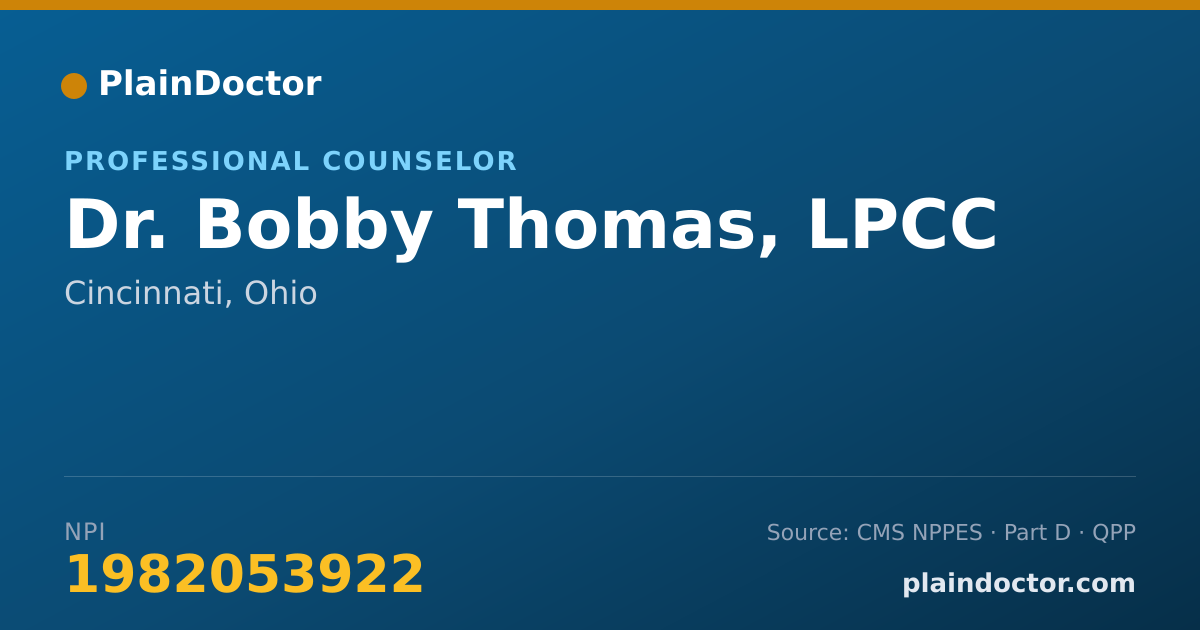 Shareable card for Bobby Thomas, LPCC - Professional Counselor, Cincinnati, OH