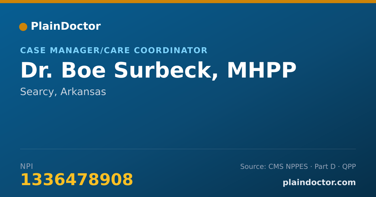 Shareable card for Boe Surbeck, MHPP - Case Manager/Care Coordinator, Searcy, AR