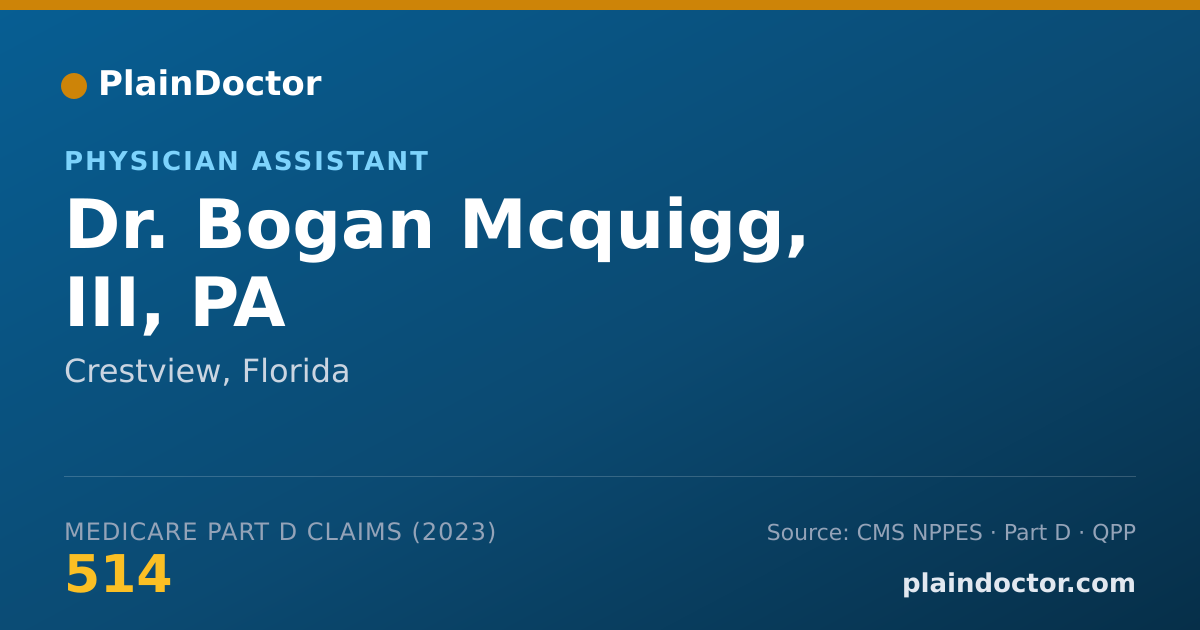 Shareable card for Bogan Mcquigg, III, PA - Physician Assistant, Crestview, FL
