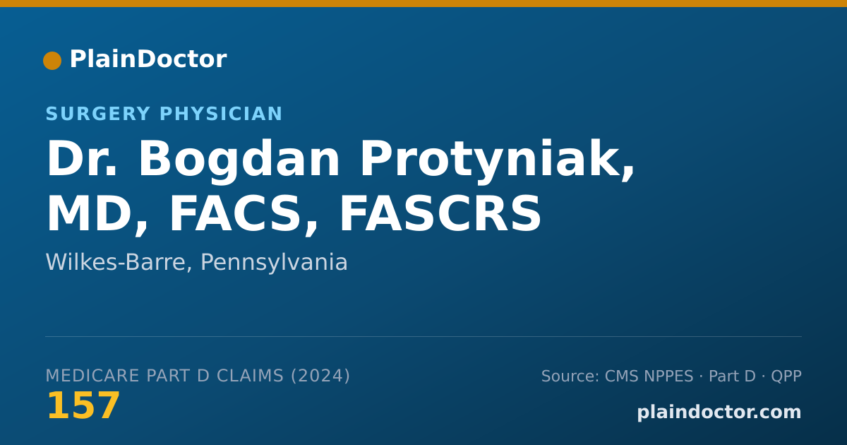 Shareable card for Bogdan Protyniak, MD, FACS, FASCRS - Surgery Physician, Wilkes-Barre, PA