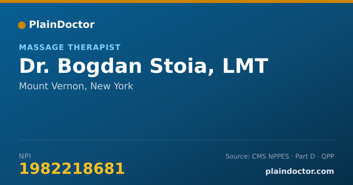 Shareable card for Bogdan Stoia, LMT - Massage Therapist, Mount Vernon, NY
