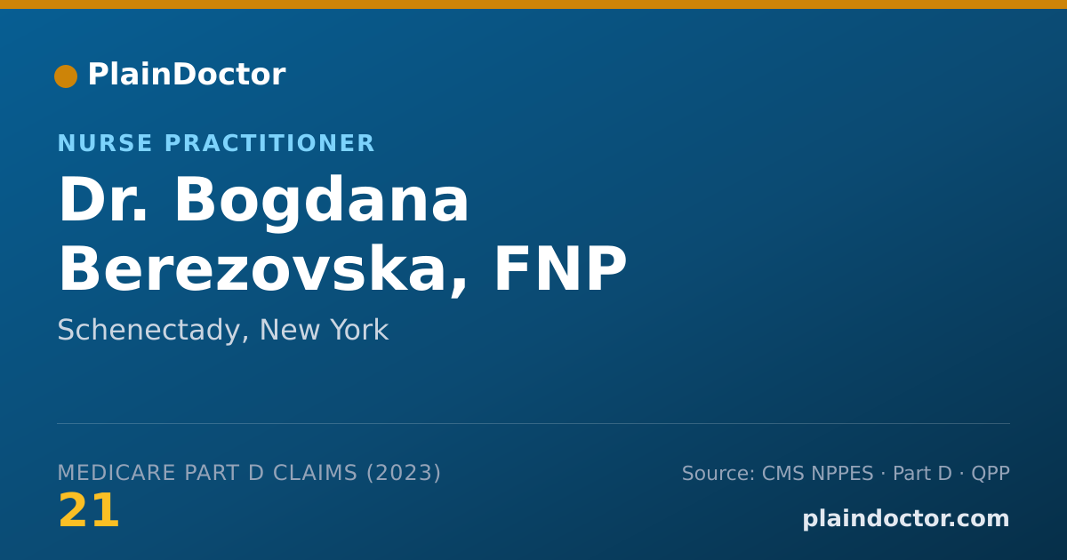 Shareable card for Bogdana Berezovska, FNP - Nurse Practitioner, Schenectady, NY