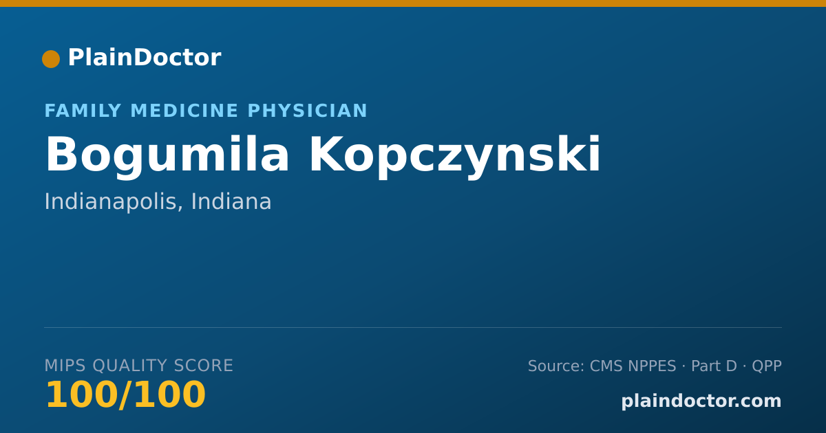Shareable card for Bogumila Kopczynski - Family Medicine Physician, Indianapolis, IN