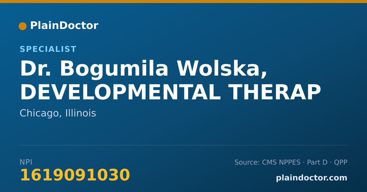 Shareable card for Bogumila Wolska, DEVELOPMENTAL THERAP - Specialist, Chicago, IL