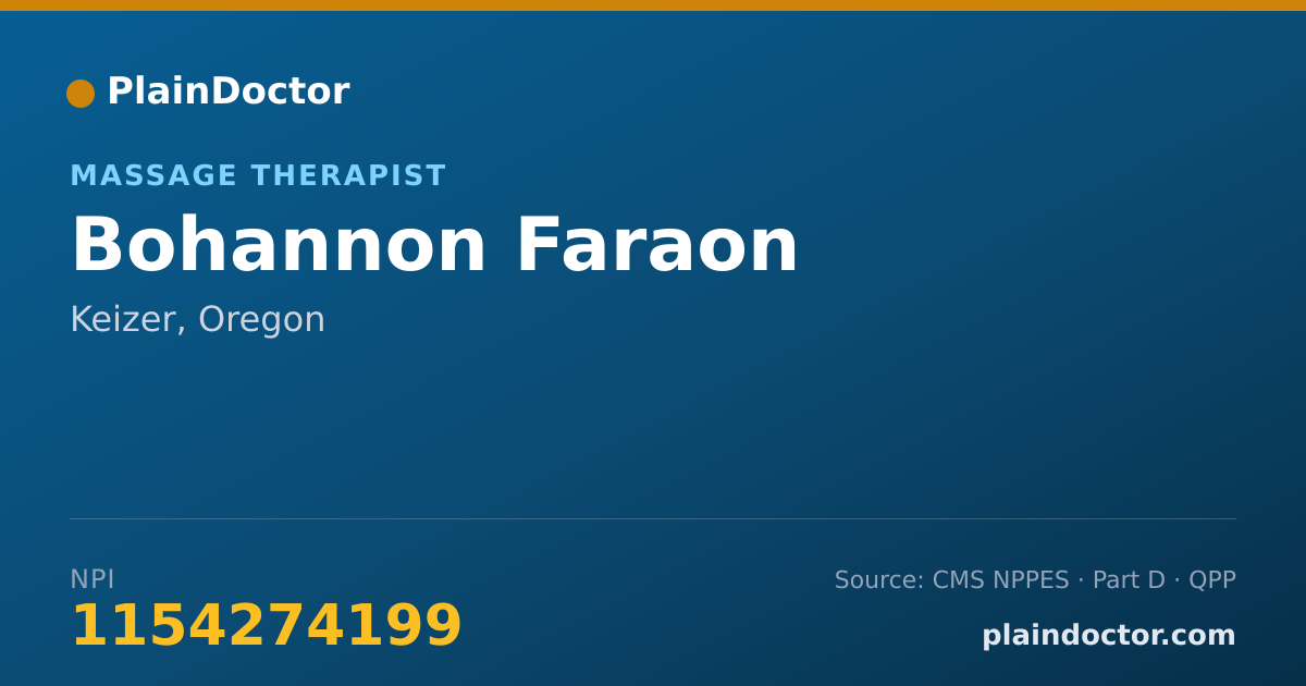 Shareable card for Bohannon Faraon - Massage Therapist, Keizer, OR
