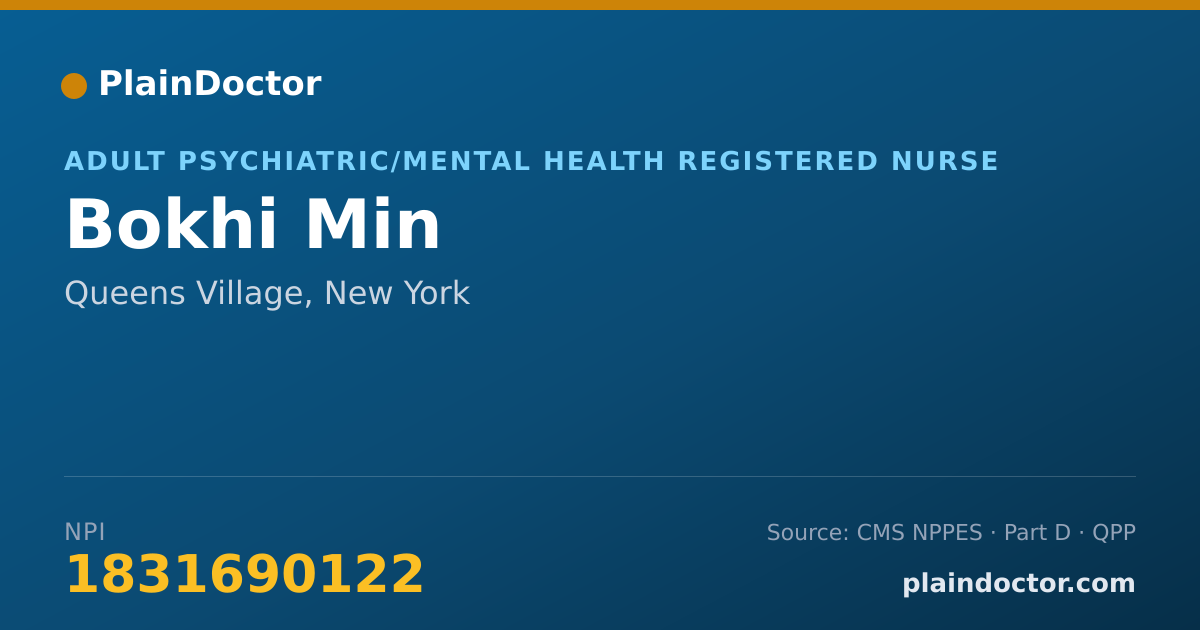 Shareable card for Bokhi Min - Adult Psychiatric/Mental Health Registered Nurse, Queens Village, NY