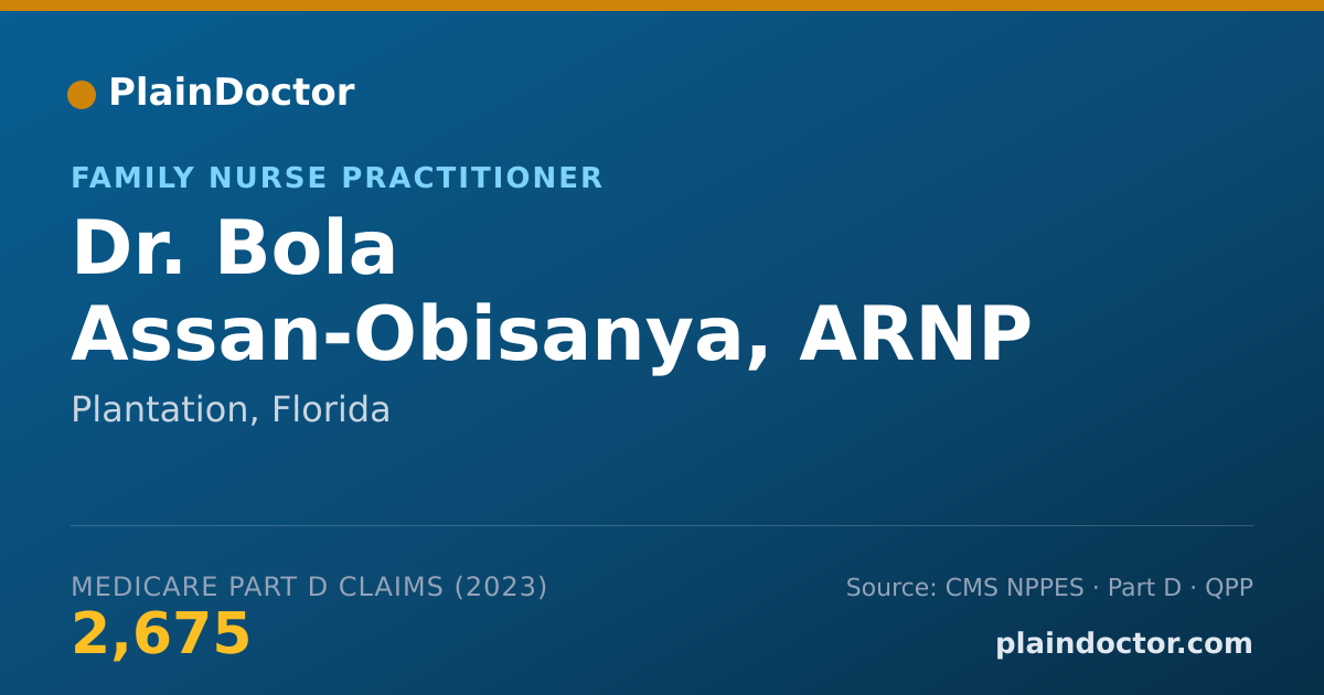Shareable card for Bola Assan-Obisanya, ARNP - Family Nurse Practitioner, Plantation, FL