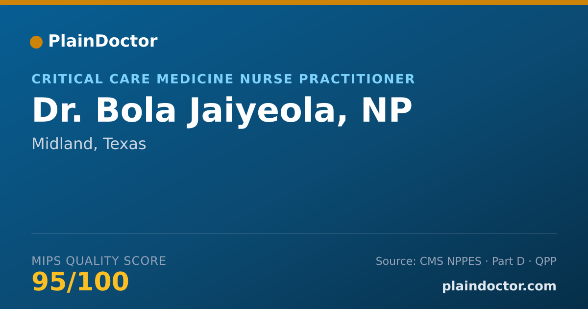 Shareable card for Bola Jaiyeola, NP - Critical Care Medicine Nurse Practitioner, Midland, TX