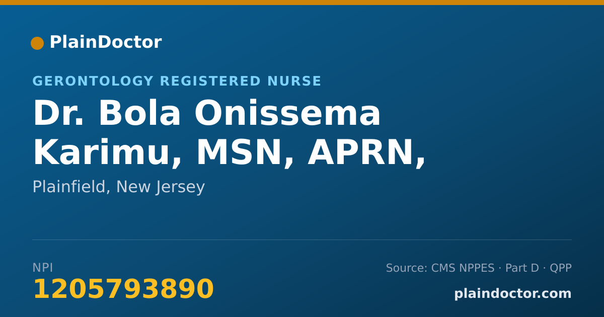 Shareable card for Bola Onissema Karimu, MSN, APRN, AGNP-C - Gerontology Registered Nurse, Plainfield, NJ