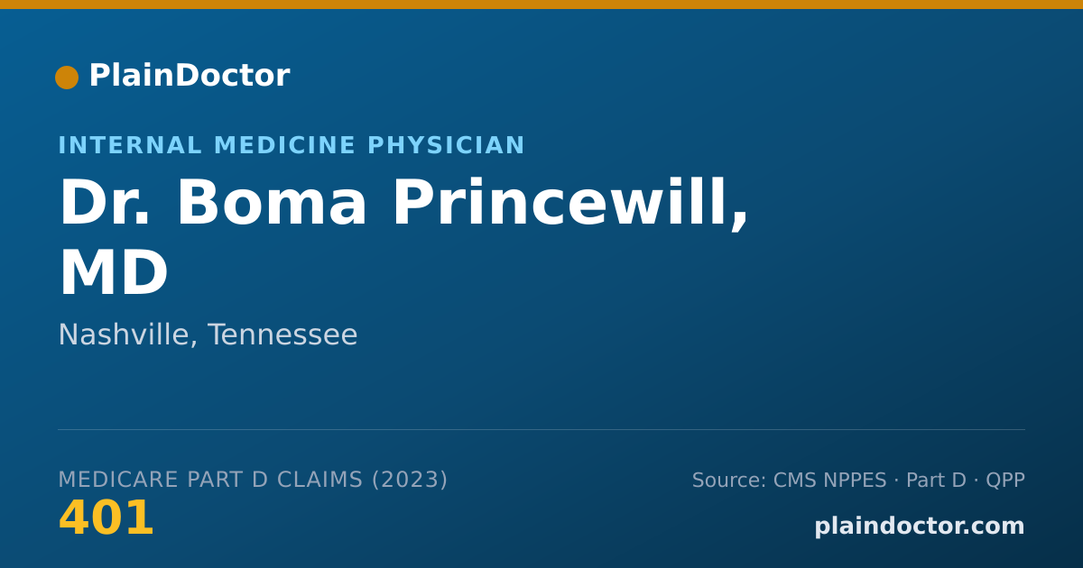 Shareable card for Boma Princewill, MD - Internal Medicine Physician, Nashville, TN