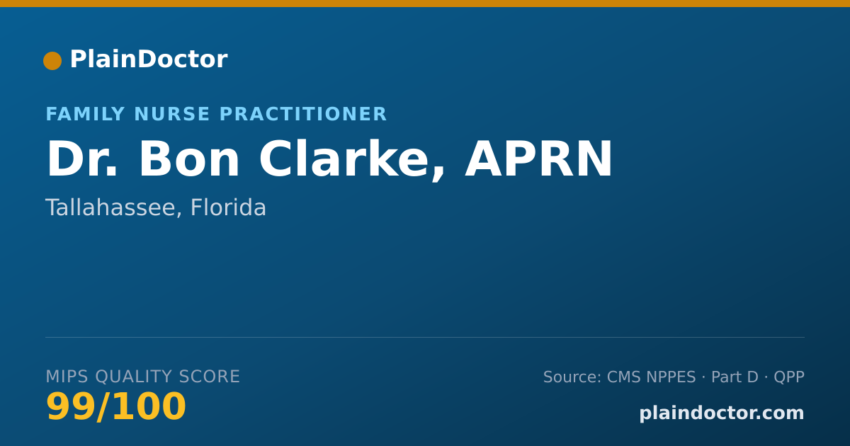 Shareable card for Bon Clarke, APRN - Family Nurse Practitioner, Tallahassee, FL