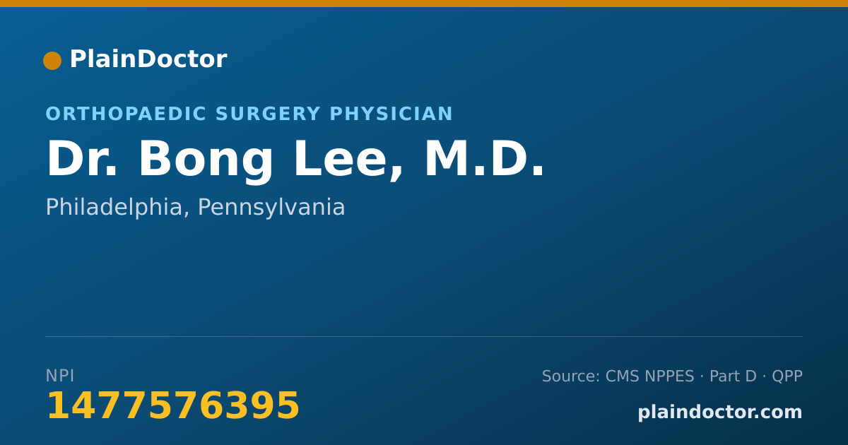 Shareable card for Bong Lee, M.D. - Orthopaedic Surgery Physician, Philadelphia, PA