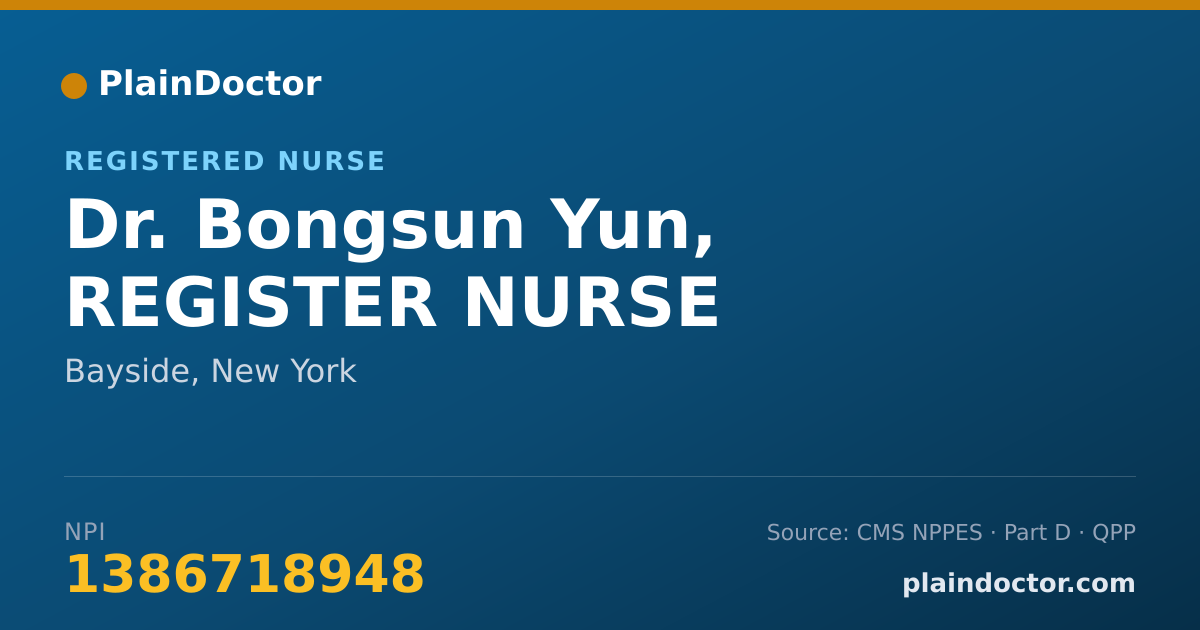 Shareable card for Bongsun Yun, REGISTER NURSE - Registered Nurse, Bayside, NY