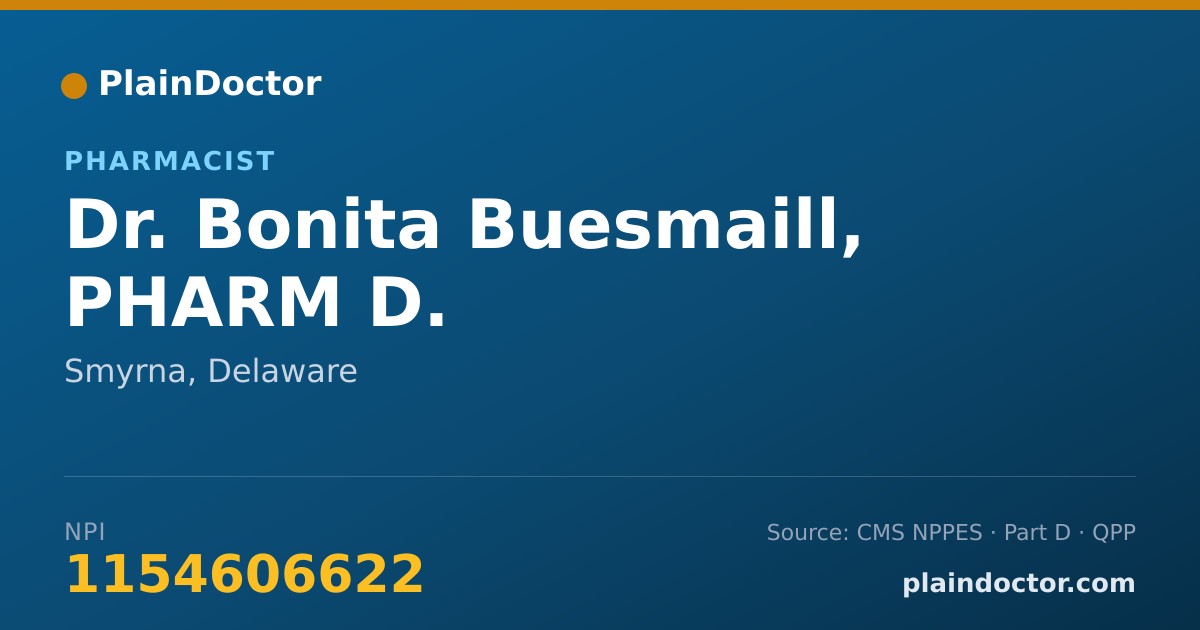Shareable card for Bonita Buesmaill, PHARM D. - Pharmacist, Smyrna, DE