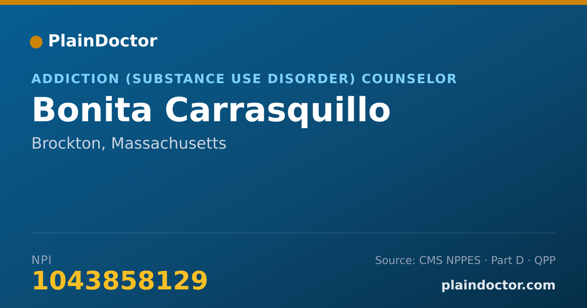 Shareable card for Bonita Carrasquillo - Addiction (Substance Use Disorder) Counselor, Brockton, MA