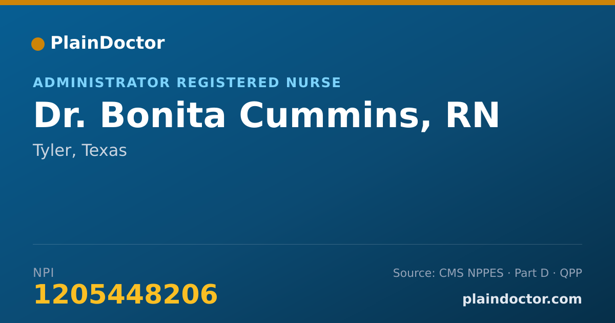 Shareable card for Bonita Cummins, RN - Administrator Registered Nurse, Tyler, TX