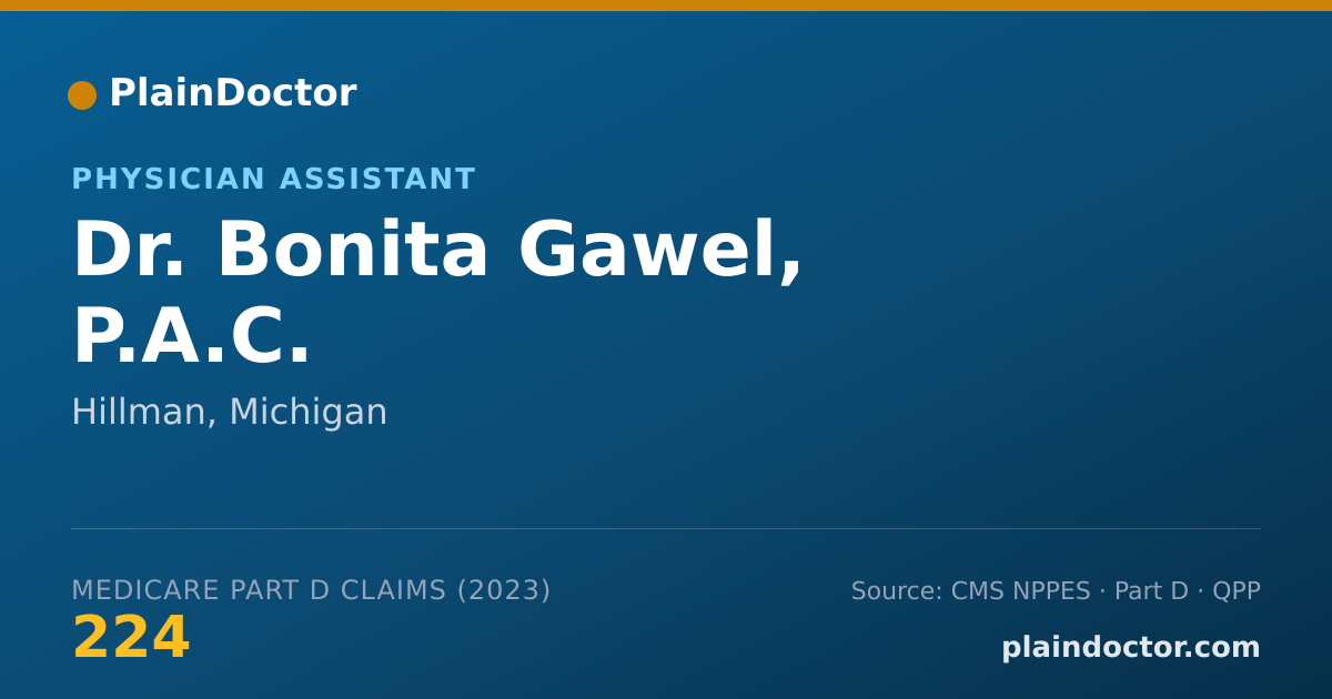 Shareable card for Bonita Gawel, P.A.C. - Physician Assistant, Hillman, MI