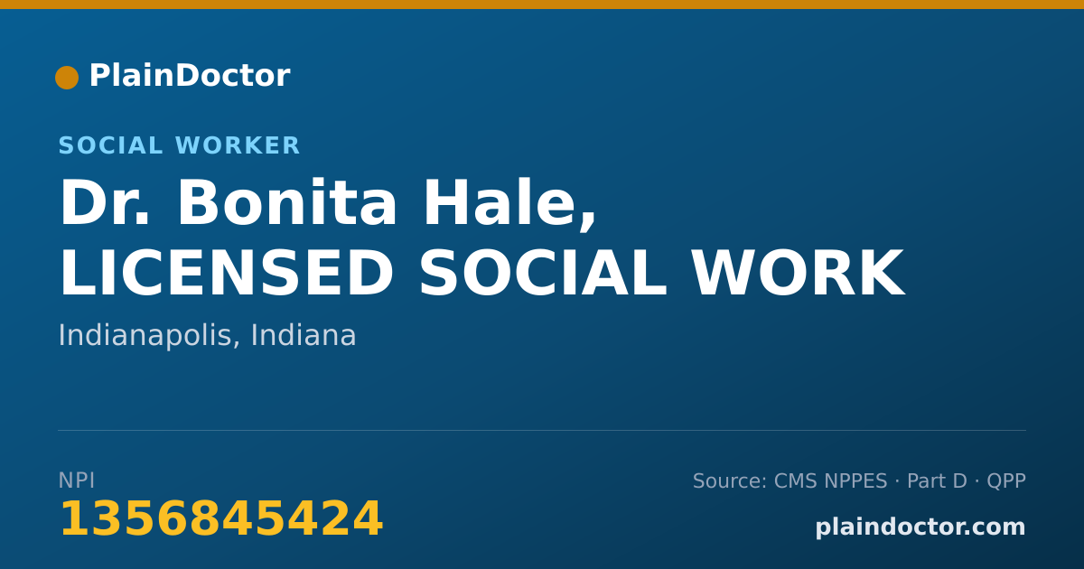 Shareable card for Bonita Hale, LICENSED SOCIAL WORK - Social Worker, Indianapolis, IN