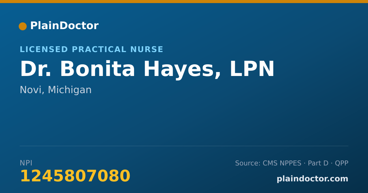 Shareable card for Bonita Hayes, LPN - Licensed Practical Nurse, Novi, MI