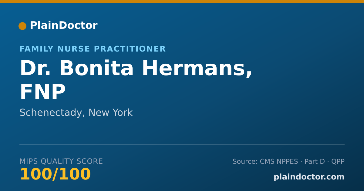 Shareable card for Bonita Hermans, FNP - Family Nurse Practitioner, Schenectady, NY