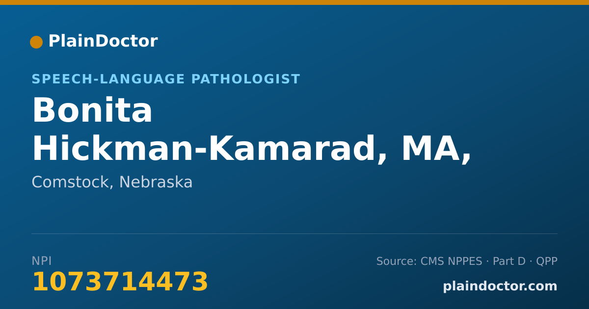 Shareable card for Bonita Hickman-Kamarad, MA, CCC-SLP - Speech-Language Pathologist, Comstock, NE