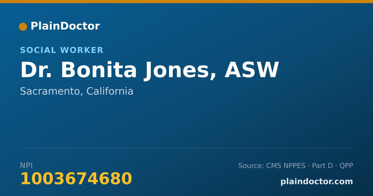 Shareable card for Bonita Jones, ASW - Social Worker, Sacramento, CA