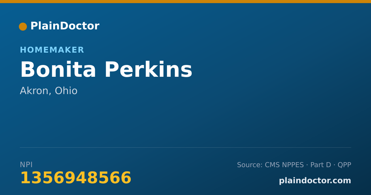 Shareable card for Bonita Perkins - Homemaker, Akron, OH
