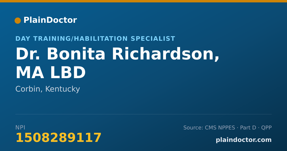 Shareable card for Bonita Richardson, MA LBD - Day Training/Habilitation Specialist, Corbin, KY