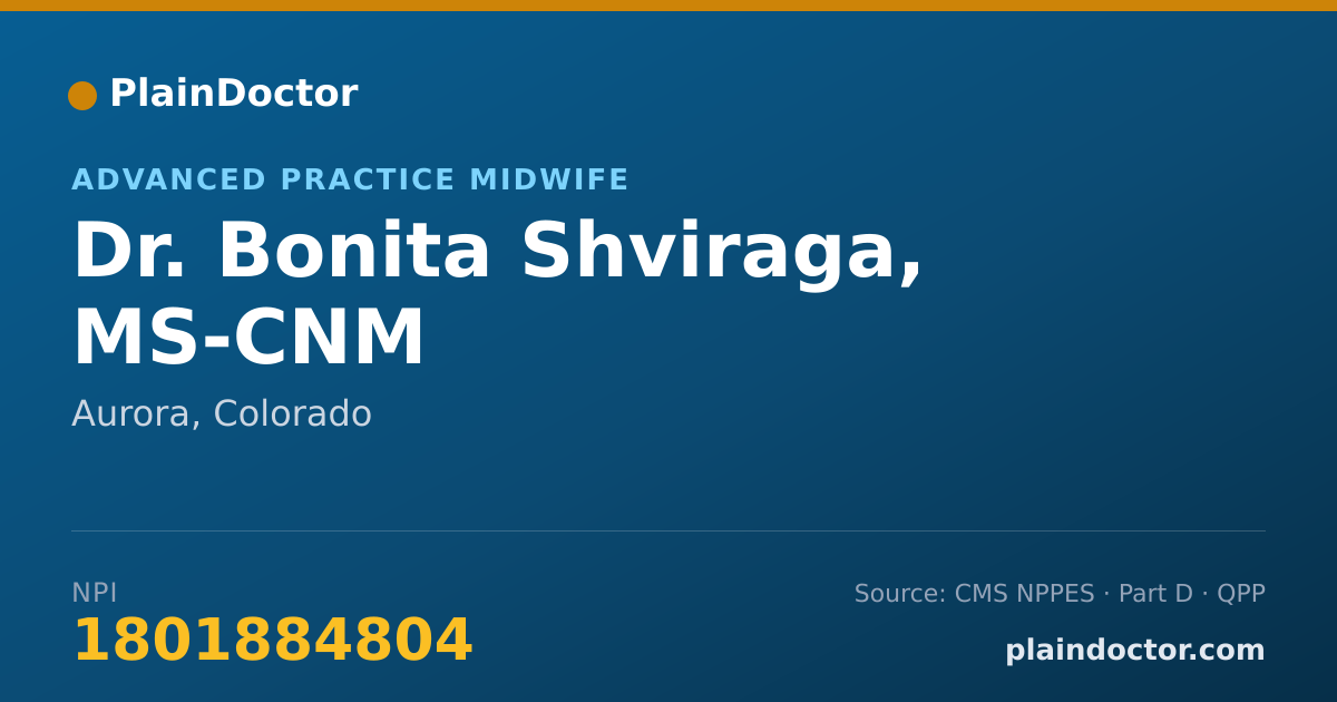 Shareable card for Bonita Shviraga, MS-CNM - Advanced Practice Midwife, Aurora, CO