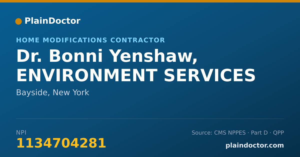 Shareable card for Bonni Yenshaw, ENVIRONMENT SERVICES - Home Modifications Contractor, Bayside, NY