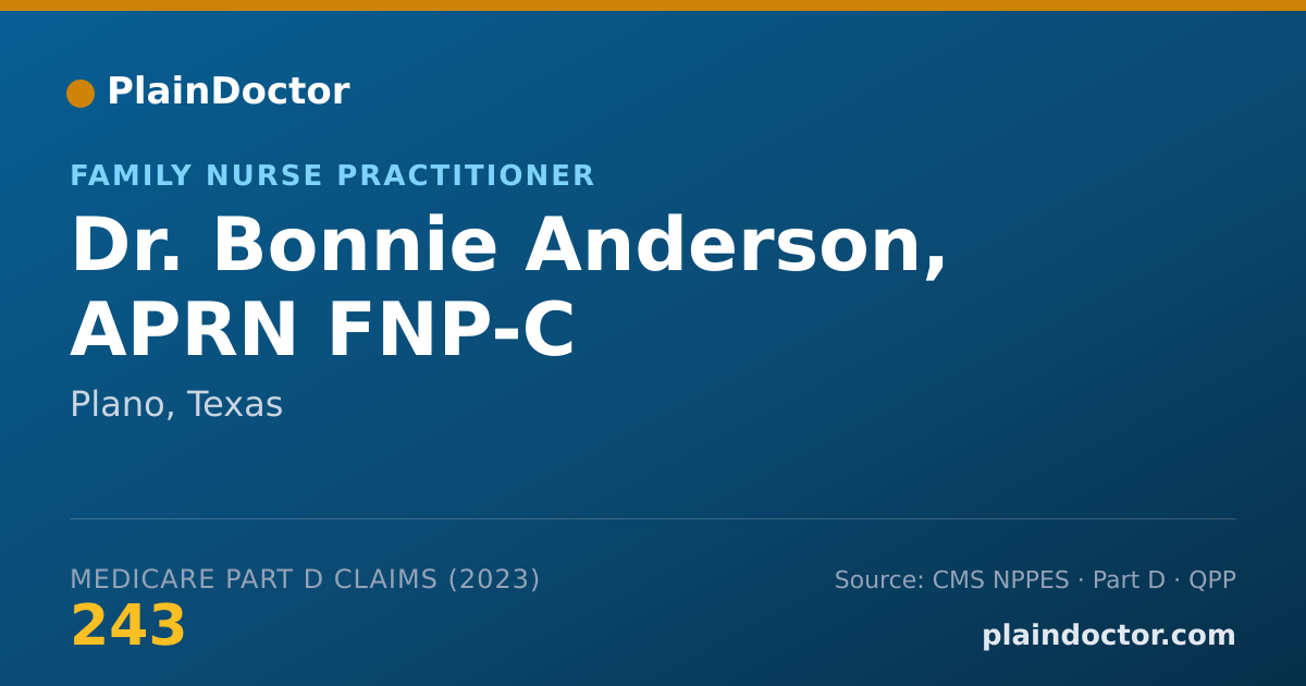 Shareable card for Bonnie Anderson, APRN FNP-C - Family Nurse Practitioner, Plano, TX