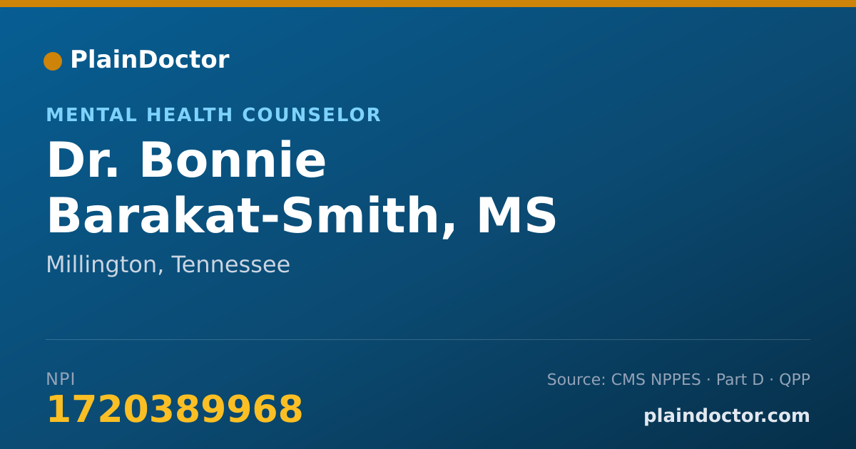 Shareable card for Bonnie Barakat-Smith, MS - Mental Health Counselor, Millington, TN