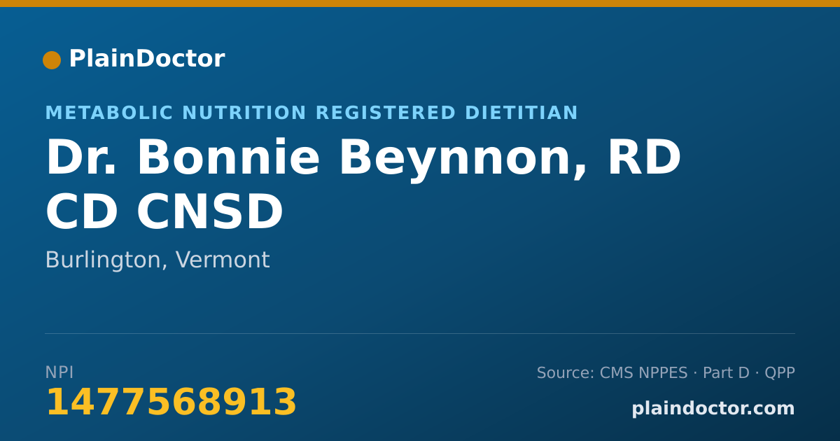 Shareable card for Bonnie Beynnon, RD CD CNSD - Metabolic Nutrition Registered Dietitian, Burlington, VT