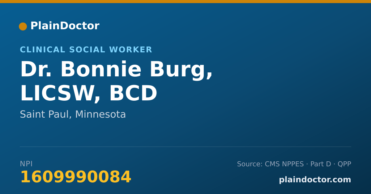 Shareable card for Bonnie Burg, LICSW, BCD - Clinical Social Worker, Saint Paul, MN
