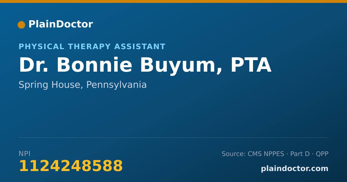 Shareable card for Bonnie Buyum, PTA - Physical Therapy Assistant, Spring House, PA