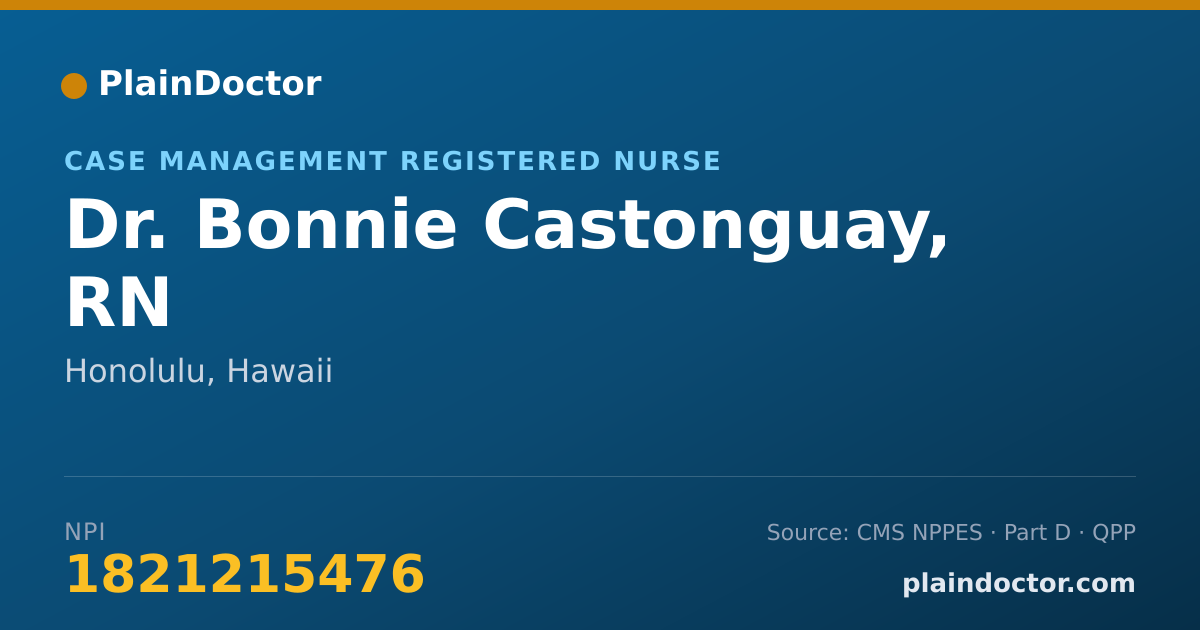 Shareable card for Bonnie Castonguay, RN - Case Management Registered Nurse, Honolulu, HI