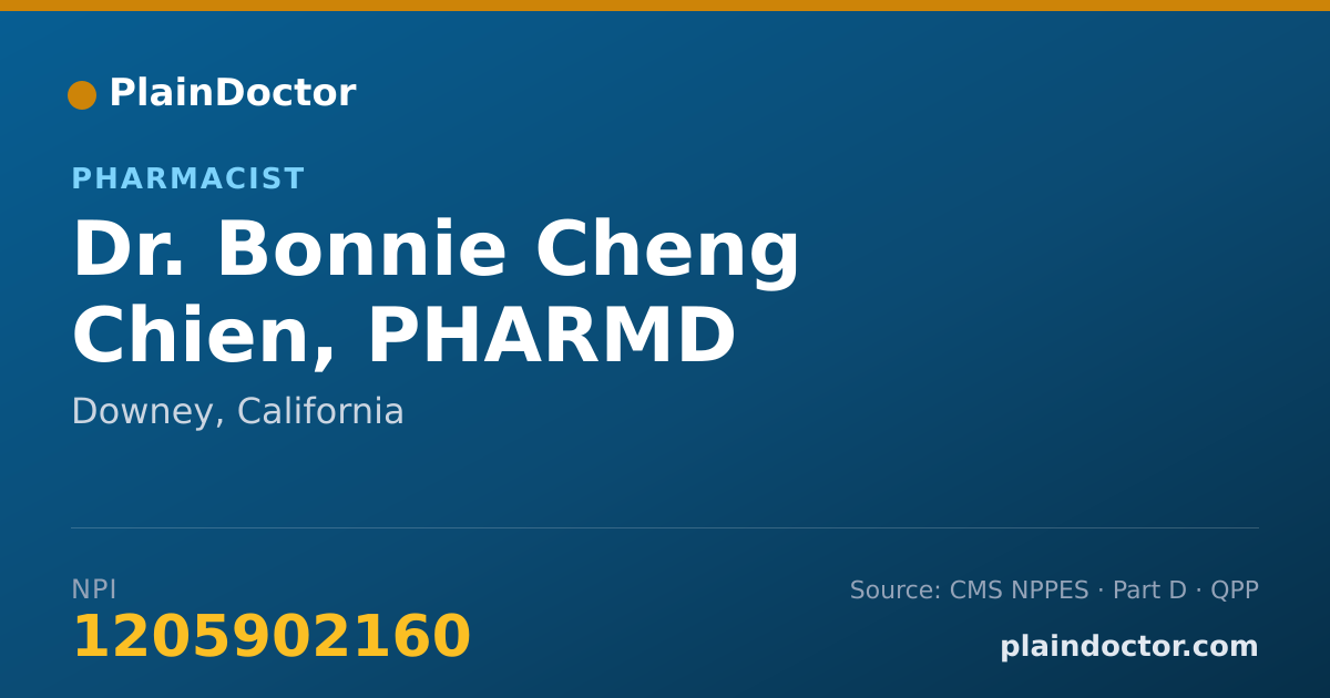 Shareable card for Bonnie Cheng Chien, PHARMD - Pharmacist, Downey, CA