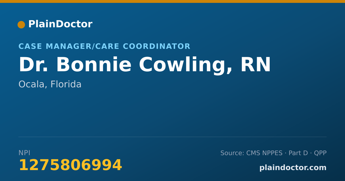 Shareable card for Bonnie Cowling, RN - Case Manager/Care Coordinator, Ocala, FL