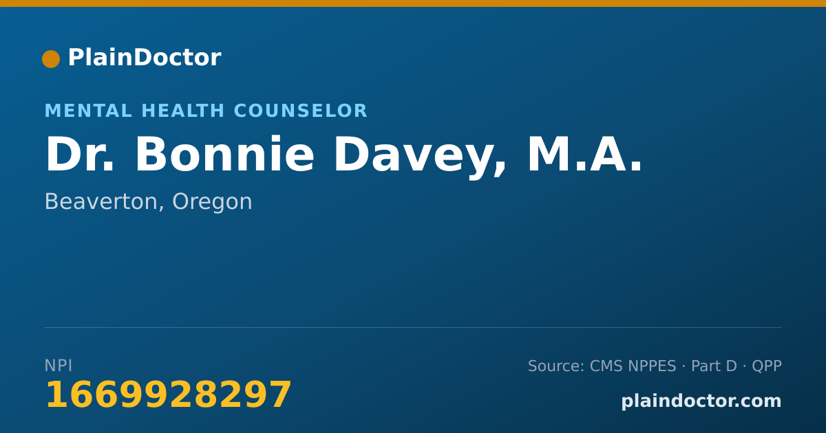 Shareable card for Bonnie Davey, M.A. - Mental Health Counselor, Beaverton, OR