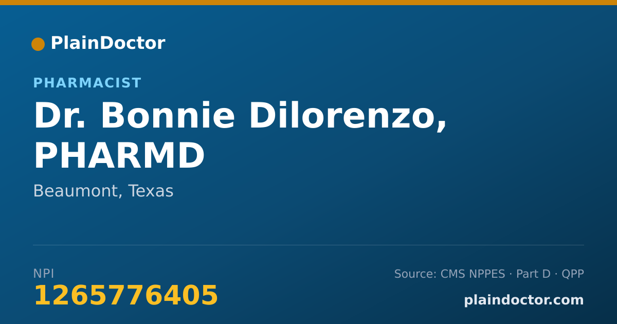 Shareable card for Bonnie Dilorenzo, PHARMD - Pharmacist, Beaumont, TX