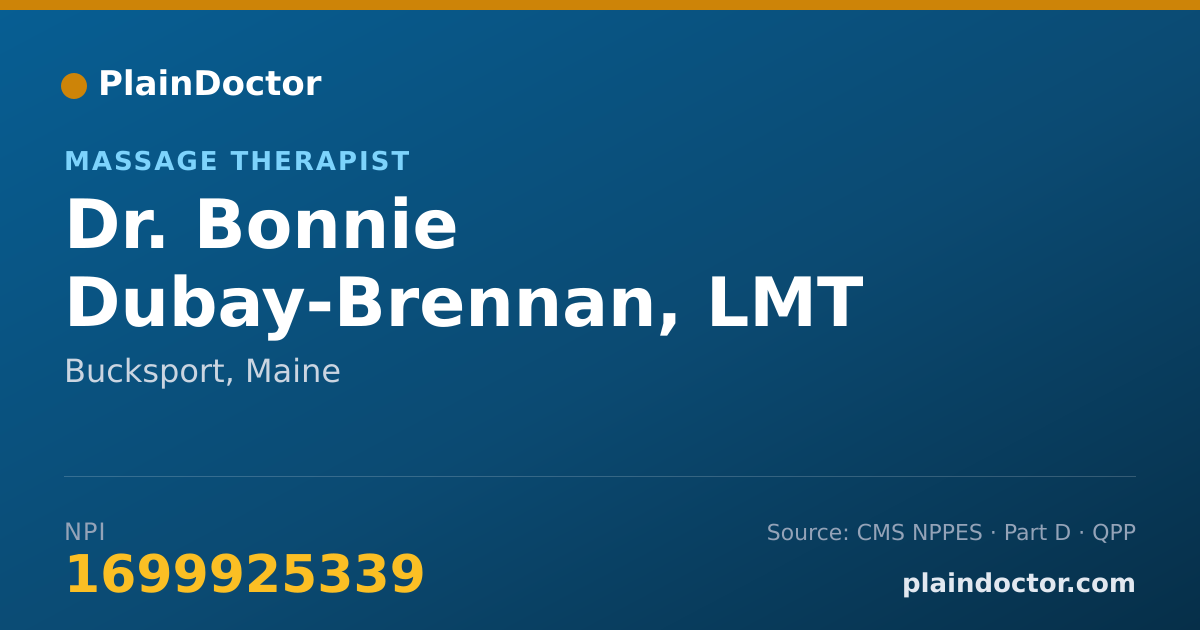 Shareable card for Bonnie Dubay-Brennan, LMT NCTMB - Massage Therapist, Bucksport, ME