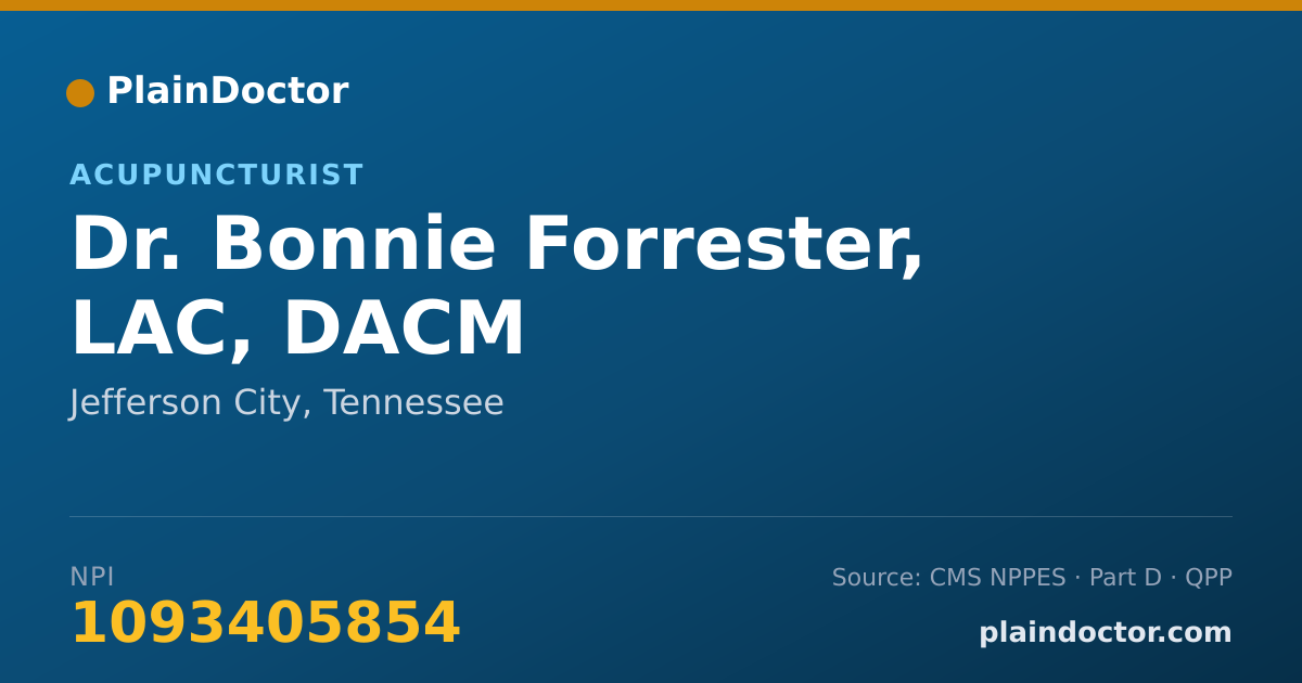 Shareable card for Bonnie Forrester, LAC, DACM - Acupuncturist, Jefferson City, TN