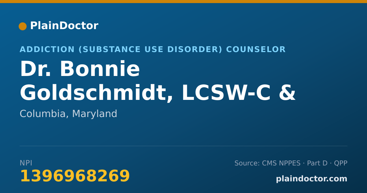 Shareable card for Bonnie Goldschmidt, LCSW-C & LCADC - Addiction (Substance Use Disorder) Counselor, Columbia, MD