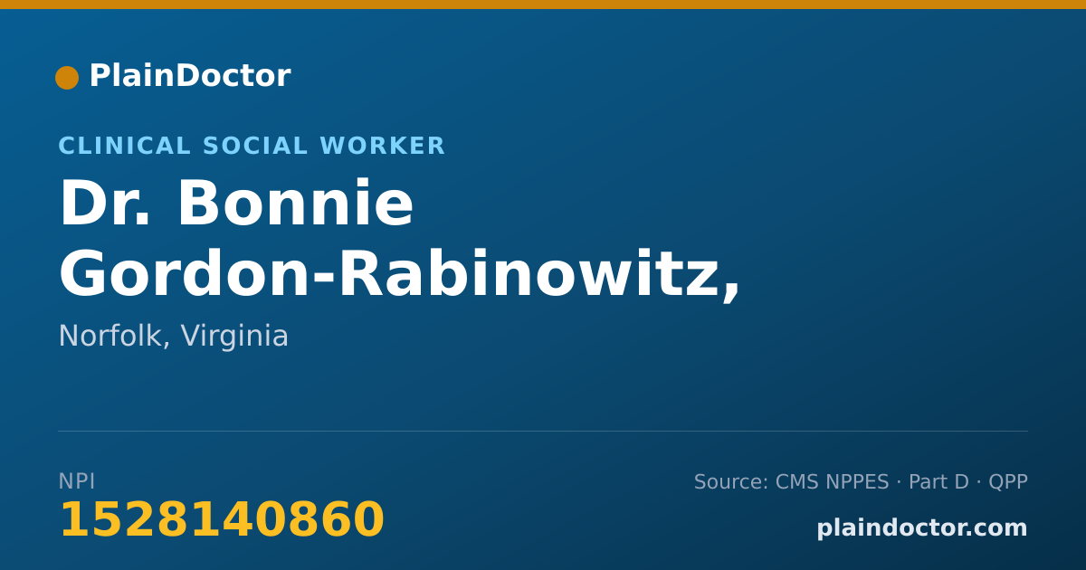 Shareable card for Bonnie Gordon-Rabinowitz, LCSW - Clinical Social Worker, Norfolk, VA