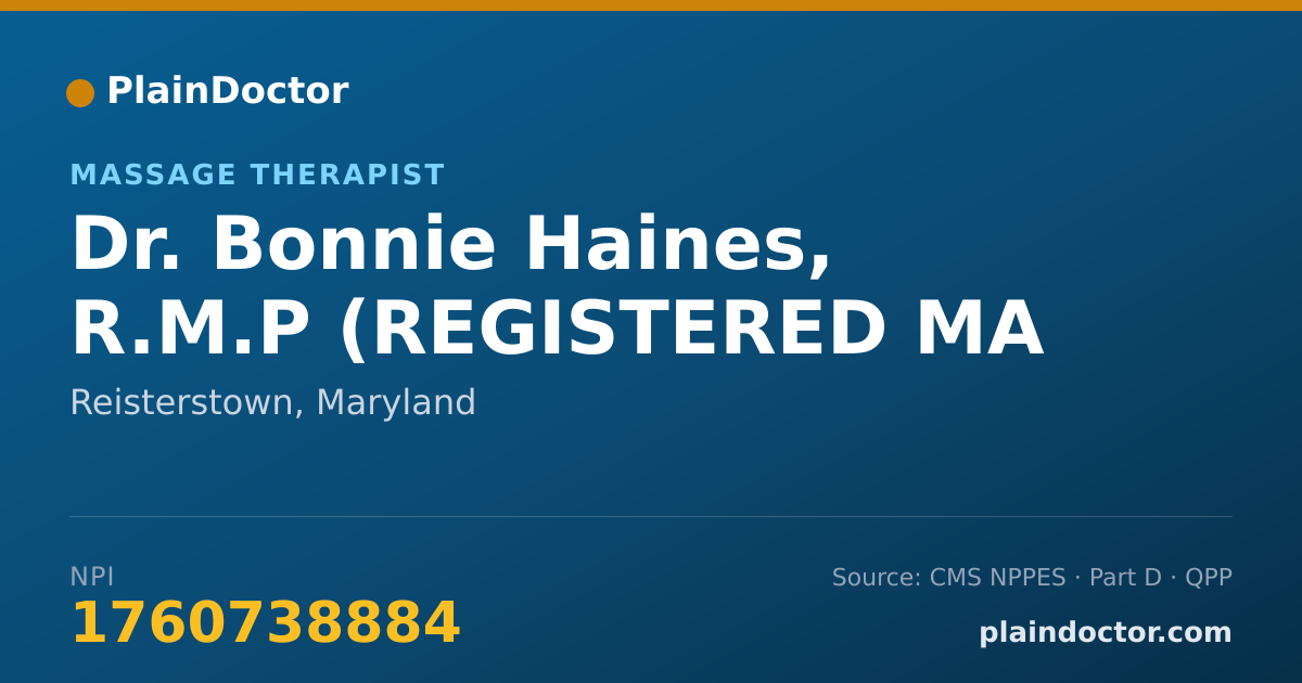 Shareable card for Bonnie Haines, R.M.P (REGISTERED MA - Massage Therapist, Reisterstown, MD
