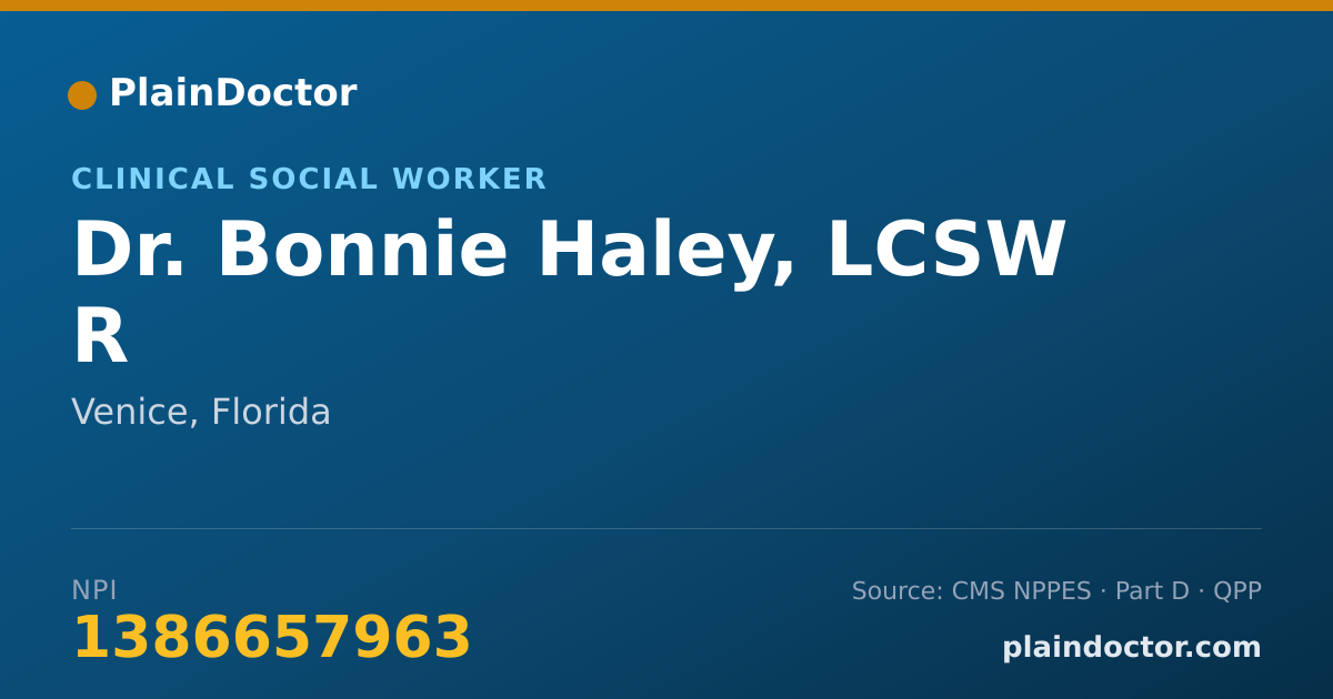 Shareable card for Bonnie Haley, LCSW R - Clinical Social Worker, Venice, FL
