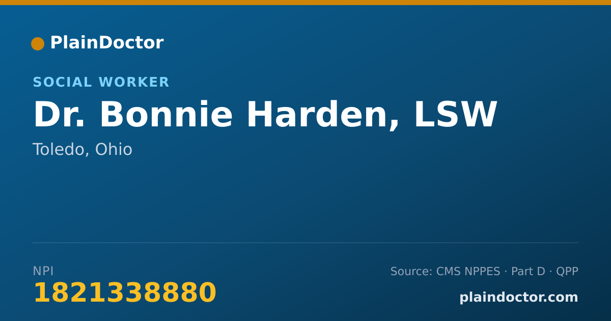 Shareable card for Bonnie Harden, LSW - Social Worker, Toledo, OH